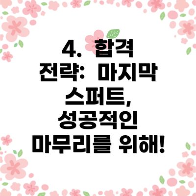 4.  합격 전략:  마지막 스퍼트, 성공적인 마무리를 위해!