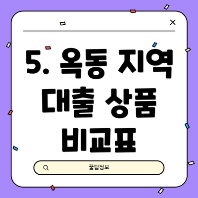 5. 옥동 지역 대출 상품 비교표