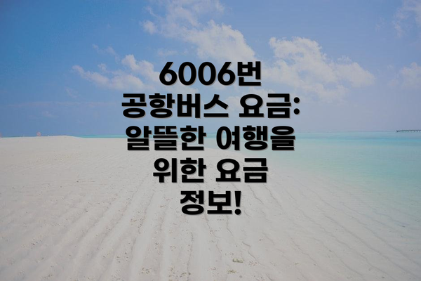 6006번 공항버스 요금:  알뜰한 여행을 위한 요금 정보!