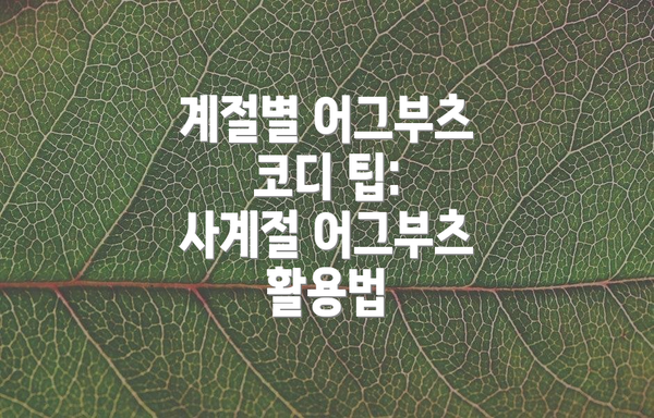 계절별 어그부츠 코디 팁: 사계절 어그부츠 활용법