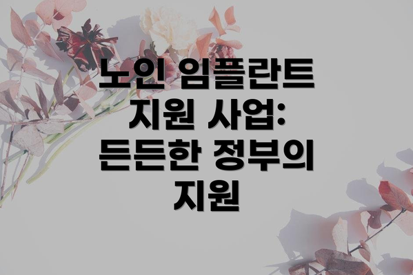 노인 임플란트 지원 사업:  든든한 정부의 지원