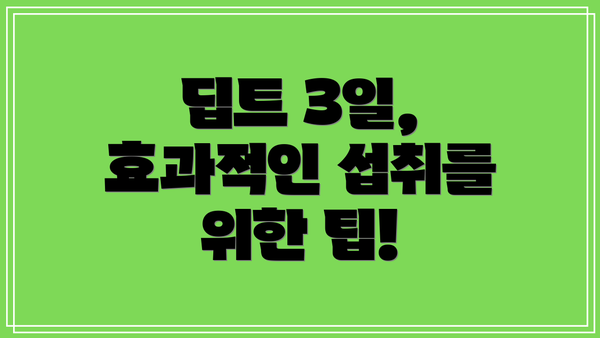 딥트 3일, 효과적인 섭취를 위한 팁!