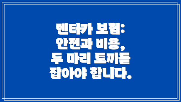 렌터카 보험: 안전과 비용, 두 마리 토끼를 잡아야 합니다.