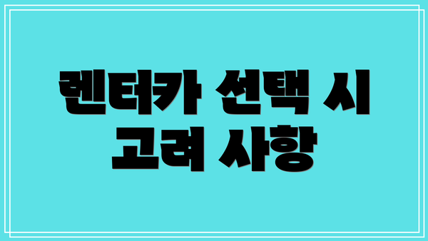 렌터카 선택 시 고려 사항
