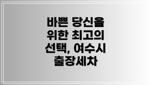 바쁜 당신을 위한 최고의 선택, 여수시 출장세차