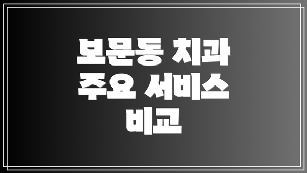 보문동 치과 주요 서비스 비교