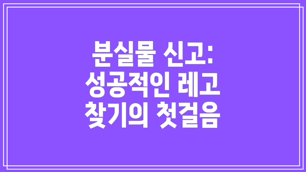 분실물 신고: 성공적인 레고 찾기의 첫걸음