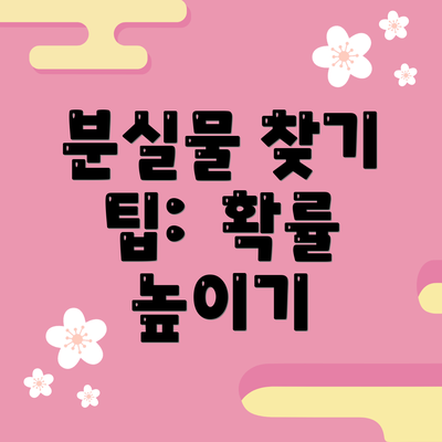 분실물 찾기 팁:  확률 높이기