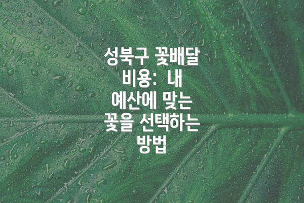 성북구 꽃배달 비용:  내 예산에 맞는 꽃을 선택하는 방법