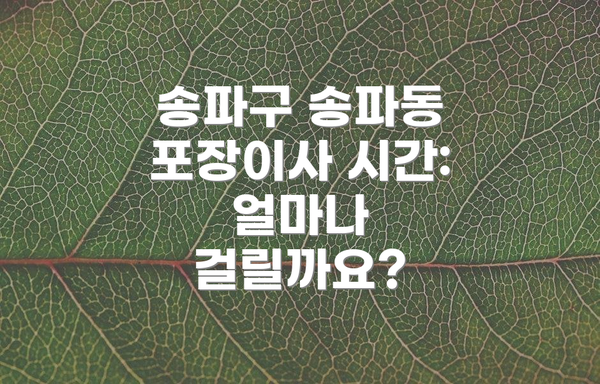 송파구 송파동 포장이사 시간: 얼마나 걸릴까요?