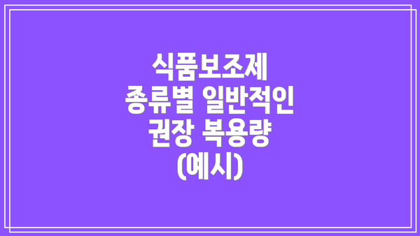 식품보조제 종류별 일반적인 권장 복용량 (예시)