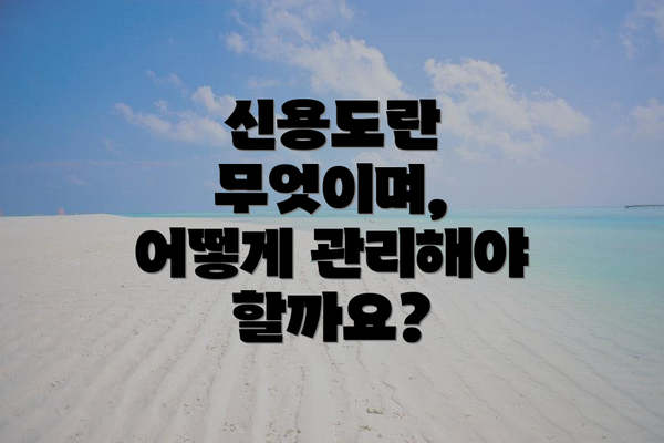 신용도란 무엇이며, 어떻게 관리해야 할까요?