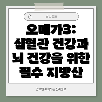 오메가3: 심혈관 건강과 뇌 건강을 위한 필수 지방산