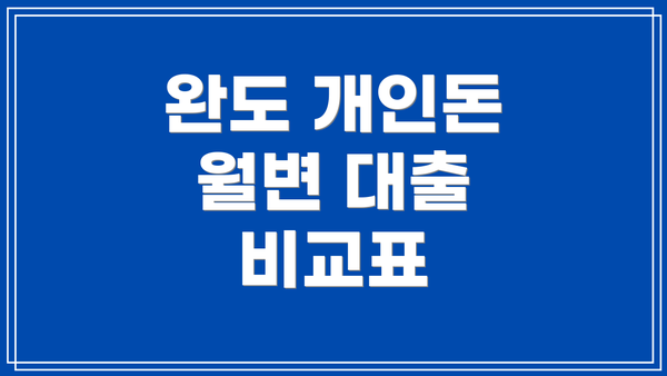완도 개인돈 월변 대출 비교표