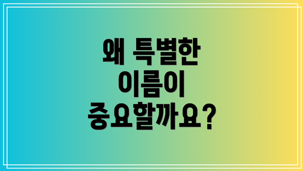 왜 특별한 이름이 중요할까요?