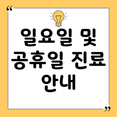 일요일 및 공휴일 진료 안내