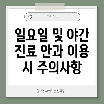 일요일 및 야간 진료 안과 이용 시 주의사항