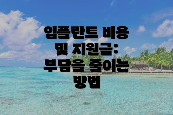 임플란트 비용 및 지원금:  부담을 줄이는 방법
