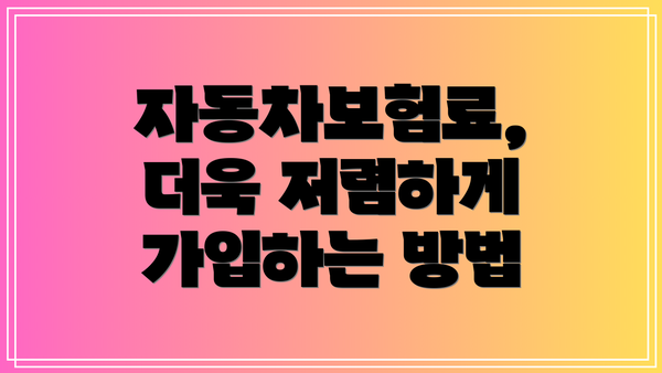 자동차보험료, 더욱 저렴하게 가입하는 방법