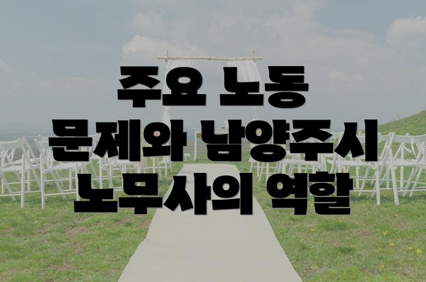 주요 노동 문제와 남양주시 노무사의 역할
