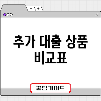 추가 대출 상품 비교표