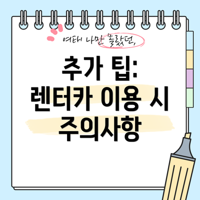 추가 팁: 렌터카 이용 시 주의사항