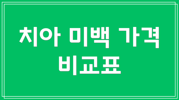 치아 미백 가격 비교표