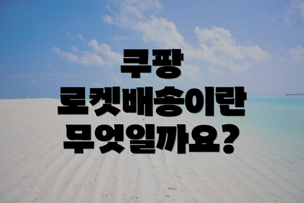 쿠팡 로켓배송이란 무엇일까요?