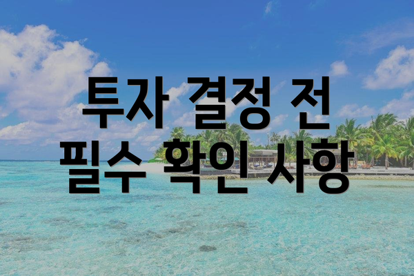 투자 결정 전 필수 확인 사항