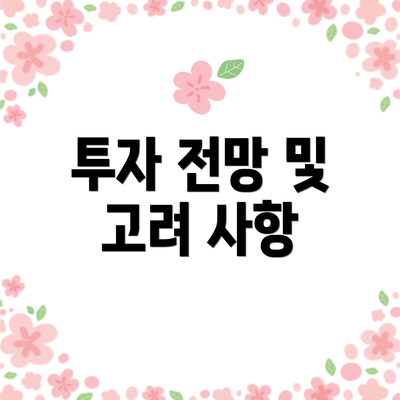 투자 전망 및 고려 사항