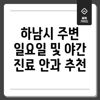 하남시 주변 일요일 및 야간 진료 안과 추천