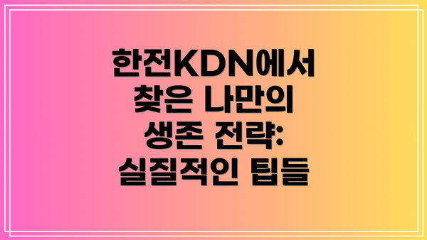한전KDN에서 찾은 나만의 생존 전략: 실질적인 팁들