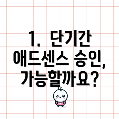 1.  단기간 애드센스 승인, 가능할까요?