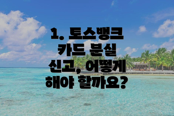 1. 토스뱅크 카드 분실 신고, 어떻게 해야 할까요?