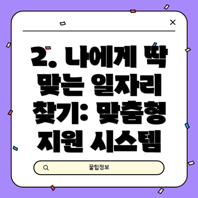2. 나에게 딱 맞는 일자리 찾기: 맞춤형 지원 시스템