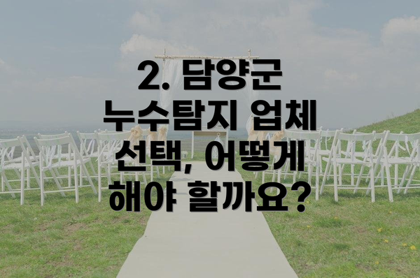 2. 담양군 누수탐지 업체 선택, 어떻게 해야 할까요?