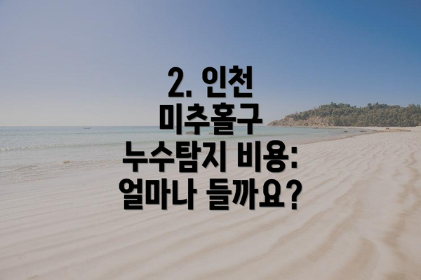 2. 인천 미추홀구 누수탐지 비용: 얼마나 들까요?