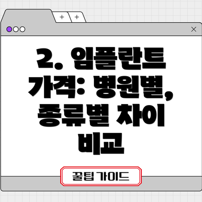 2. 임플란트 가격: 병원별, 종류별 차이 비교