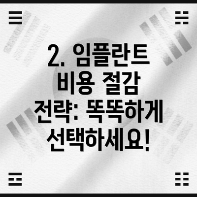 2. 임플란트 비용 절감 전략: 똑똑하게 선택하세요!