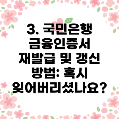 3. 국민은행 금융인증서 재발급 및 갱신 방법: 혹시 잊어버리셨나요?