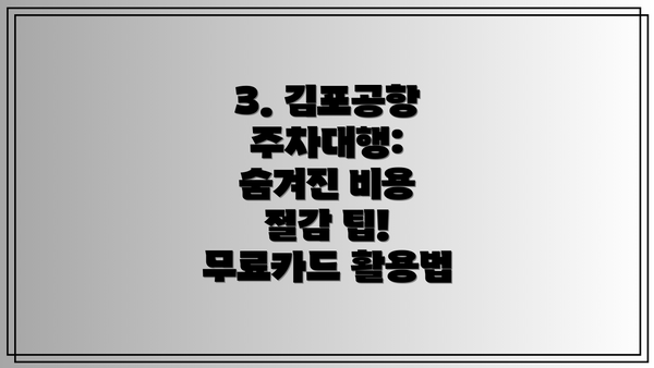 3. 김포공항 주차대행: 숨겨진 비용 절감 팁! 무료카드 활용법