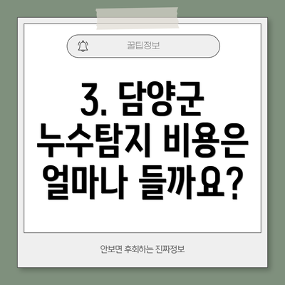3. 담양군 누수탐지 비용은 얼마나 들까요?