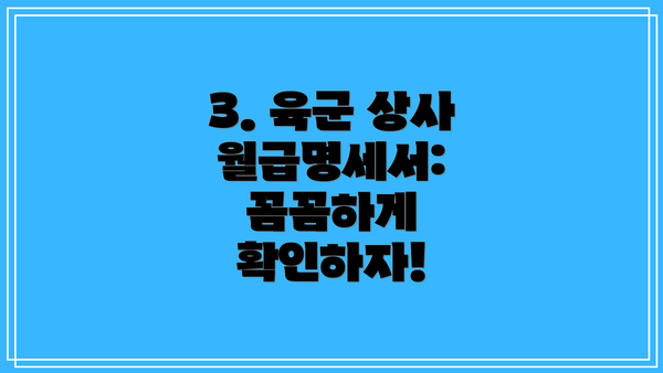 3. 육군 상사 월급명세서: 꼼꼼하게 확인하자!