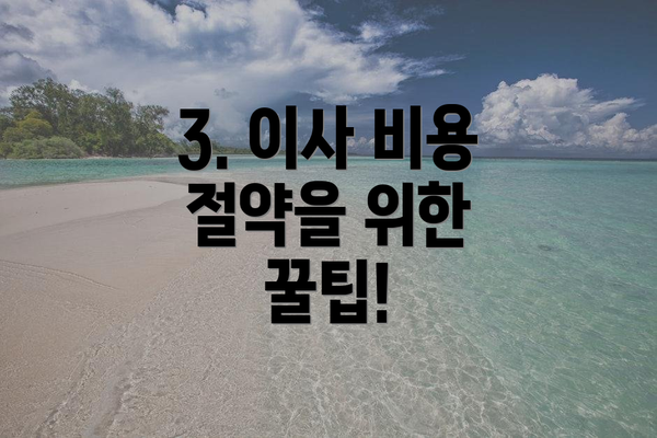 3. 이사 비용 절약을 위한 꿀팁!
