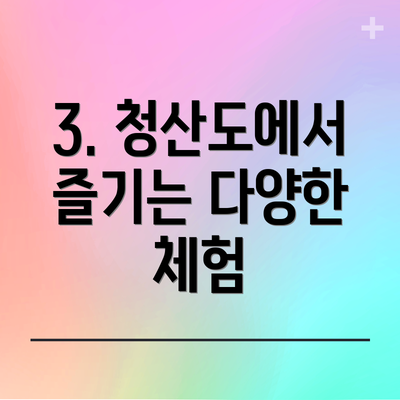 3. 청산도에서 즐기는 다양한 체험