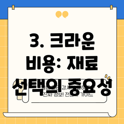 3. 크라운 비용: 재료 선택의 중요성