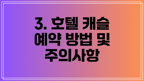 3. 호텔 캐슬 예약 방법 및 주의사항