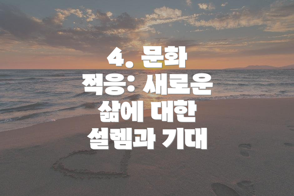 4. 문화 적응: 새로운 삶에 대한 설렘과 기대