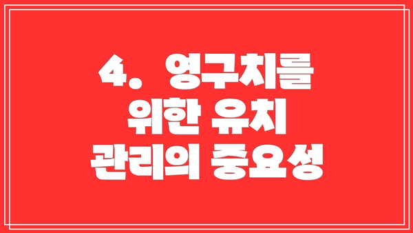 4.  영구치를 위한 유치 관리의 중요성