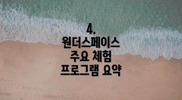 4. 원더스페이스 주요 체험 프로그램 요약